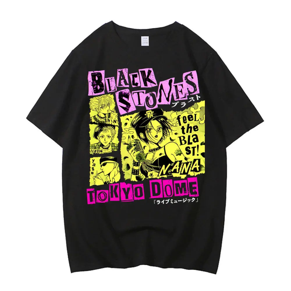 Black Stones Nana Osaki cotton t shirt male Y2k graphic Pastel aesthetic tshirt 2000s kawaii Pastel anime 2000s Comfortable