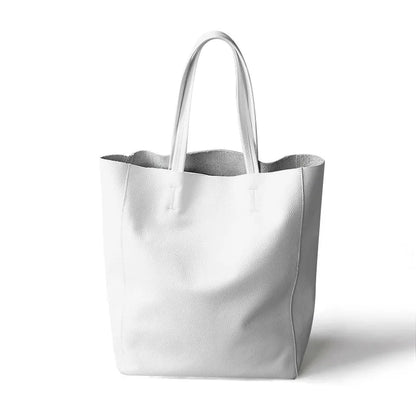 Genuine Leather Bag Women Casual Tote Female Luxury Simple Fashion Handbag Lady Cowhide Leather Daily Use Shoulder Shopping Bag