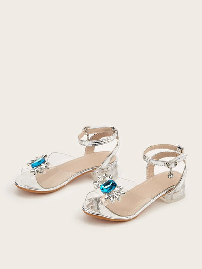 New Children's Shoes Crystal High Heels Girls' Baby Rhinestone Princess Shoes Fashion Transparent Kid's Sandals