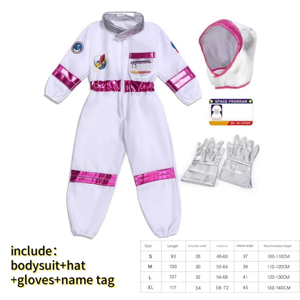 New Astronaut Boys Girls Cosplay Costume for Kids Spaceman Child Halloween Dress Up Children Rocket Jumpsuit Outfit Bodysuits
