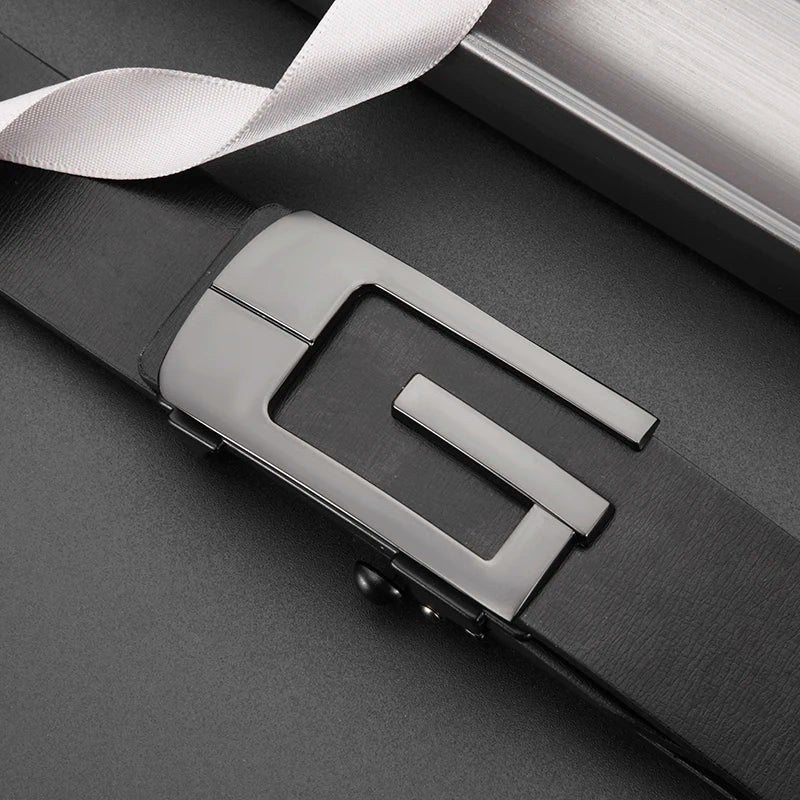 Fashionable and Simple Men's G-Shaped Metal Automatic Buckle Belt High Quality Men's Business Belt Suitable for Formal Occasions