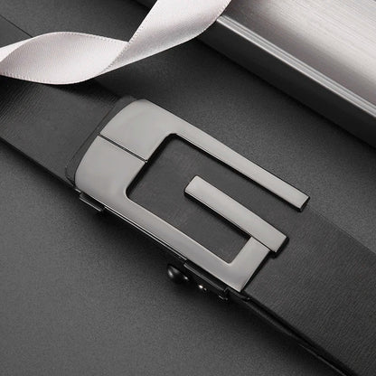 Fashionable and Simple Men's G-Shaped Metal Automatic Buckle Belt High Quality Men's Business Belt Suitable for Formal Occasions