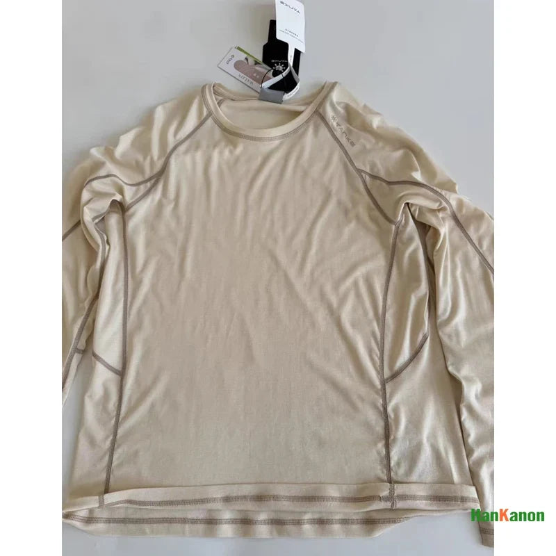 Unisex All-Season Outdoor Sports Long Sleeve Base Layer: Wool & Lyocell Blend, Breathable & Moisture-Wicking