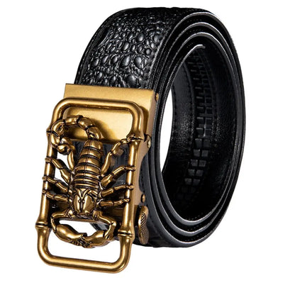 Crocodile Designer Luxury Genuine Leather Belts for Men Casual Jeans Belt Strap Gold Automatic Buckle Black Belt PD-2036