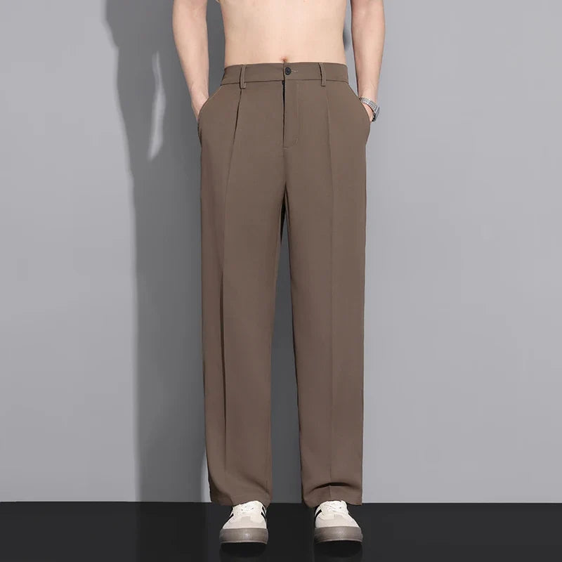 White Luxury Draped Suit Pants Men Fashion Dress Pants Korean Loose Straight Casual Pants Mens Office Formal Trousers Male S-3XL