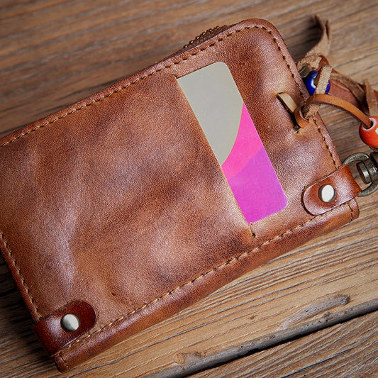 GURO Sac à Clés en Cuir Véritable de Haute Qualité Hommes Femmes Housse de Clé de Voiture à Accrocher à la Ceinture Organisateur Étui Porte-Cartes Multifonctionnel Porte-Monnaie