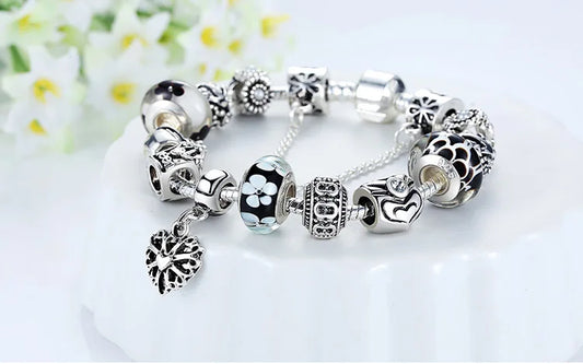 Bracelet et joncs breloques Reine avec perles couronne de reine pour femmes PA1823
