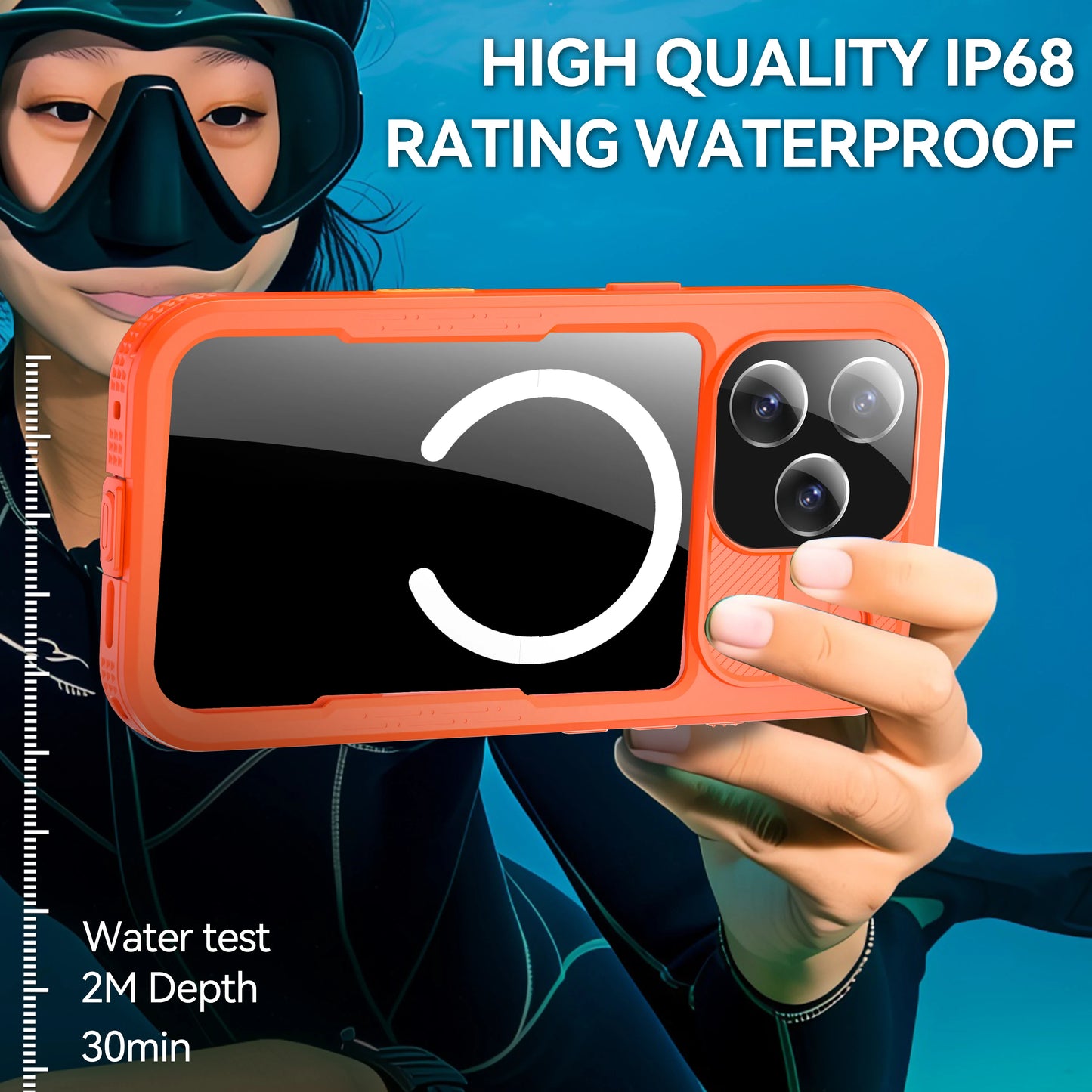 جراب هاتف مقاوم للماء بمعيار IP68 لهاتف ايفون 17 برو ماكس 16 17 اير، غطاء واقٍ كامل مصفح مقاوم للصدمات للغطس والسباحة في الأماكن الخارجية