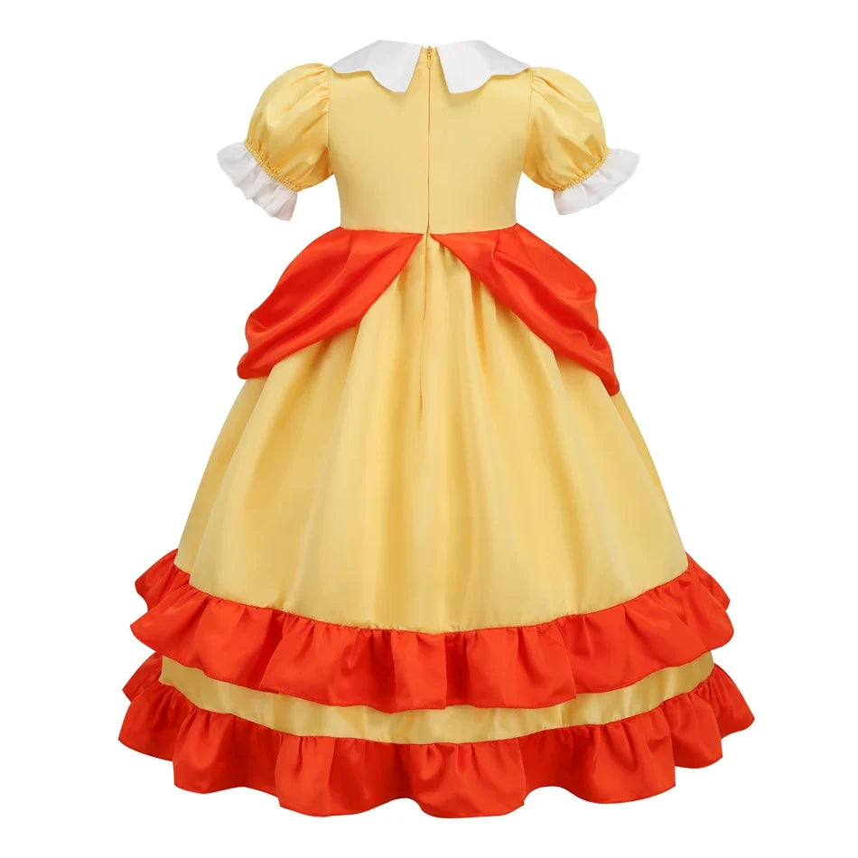 Daisy Girls Princess Dress Cartoon Movie Cosplay Costume Summer Kids Orange Party Outfits 2-10 Years Halloween Fancy Clothes