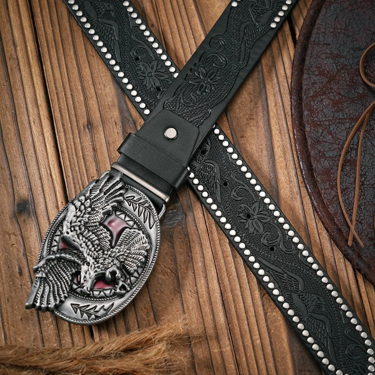 Men - Women - Western Denim - PU Leather - Belt - Vintage Jeans with Needle Buckle Brown Belt