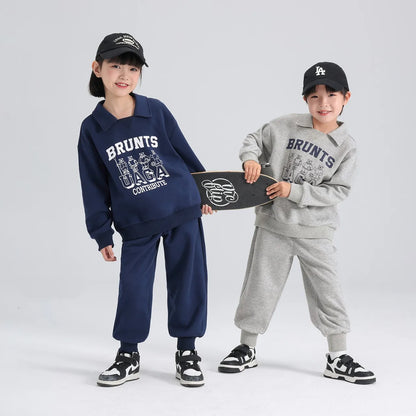Spring Autumn Girls Boys Alphabet Workout Preppy Sweatshirt+Sweatpant School Kids Tracksuit Child 2PCS Outfit Jogger Set 3-14Yrs