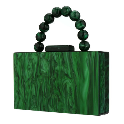 Beading Handbag Marble Acrylic Luxury Box Clutch Evening Bags Wedding Party Chain Shoulder Bag Dinner Dress Purse Festival Gift