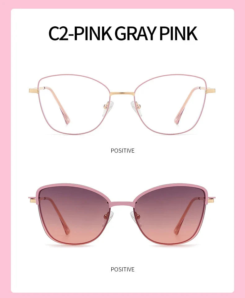 New Fashion Cat Eye Polarized Sunglasses Magnetic Clip-On Myopia Optical Glasses Customizable Prescription 7015
