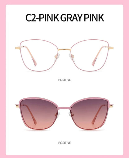 New Fashion Cat Eye Polarized Sunglasses Magnetic Clip-On Myopia Optical Glasses Customizable Prescription 7015