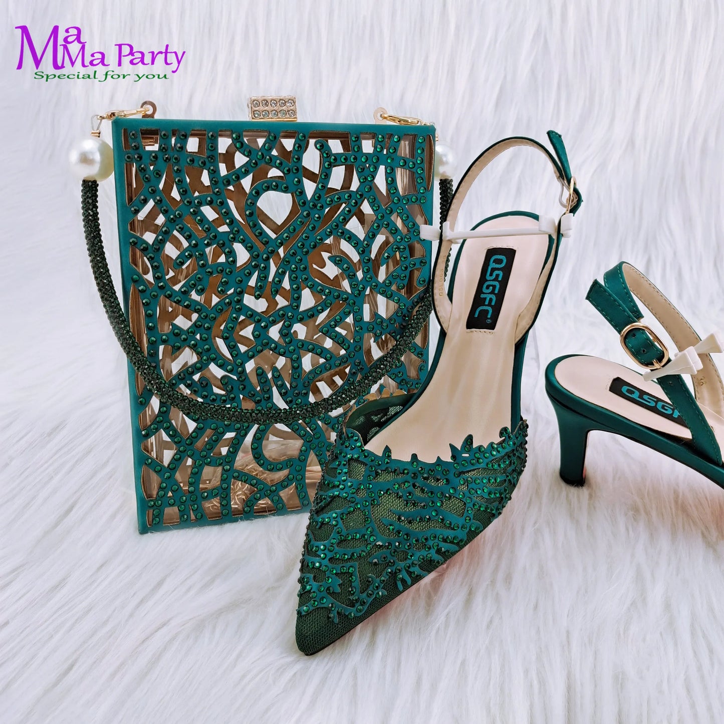 Classics Hollowing out Design 2024 Summer Autumn Italian Design Shoes and Bag Set in Orange  Color Mid Heels Comfortable for Par