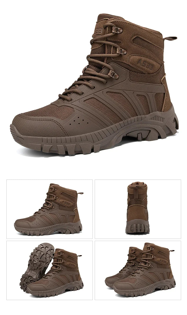 Men Tactical Boots Lace Up Desert Military Work Ankle Hiking Shoe Climbing Shoe Army Boot Unisex Size Plus Male Brand Waterproof