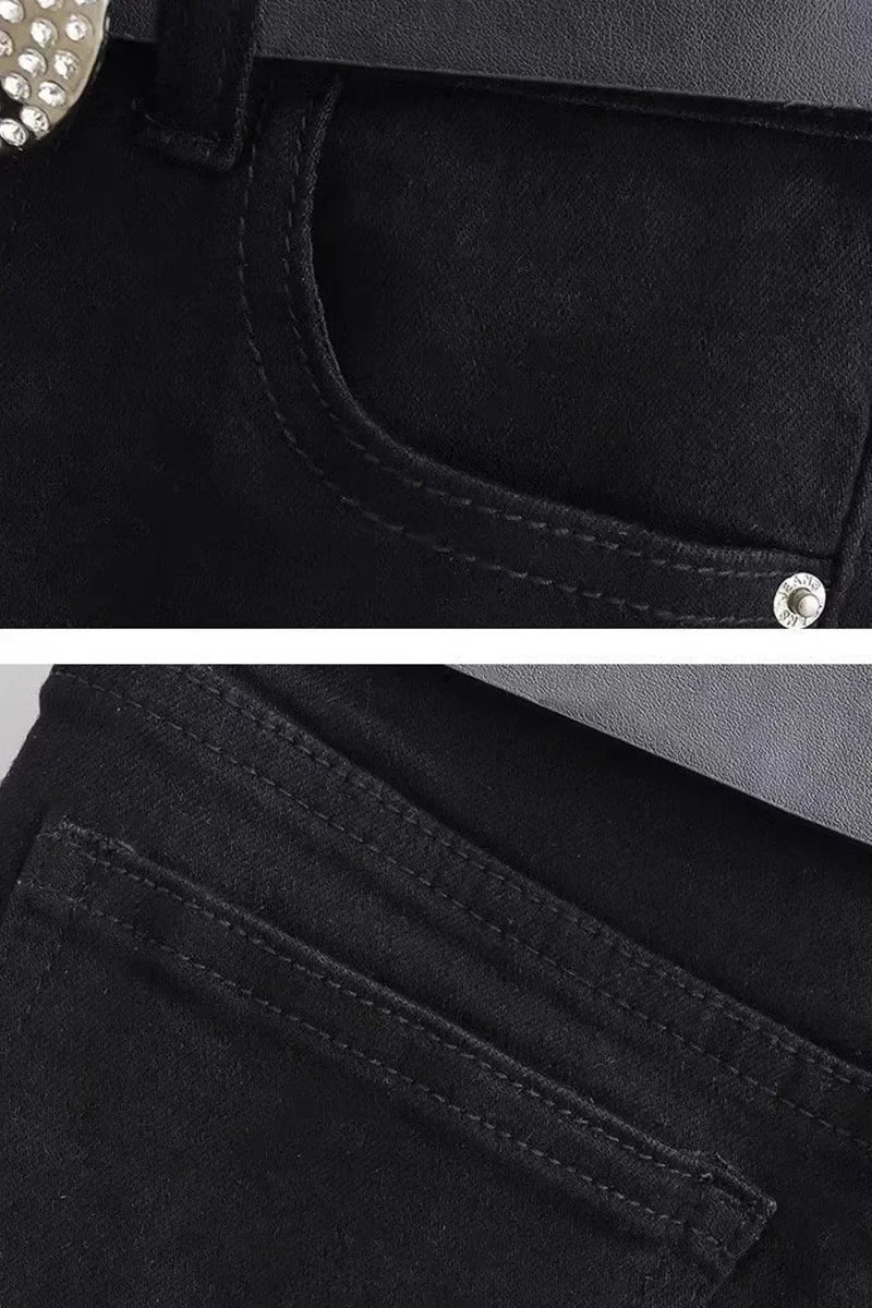 Summer Black Hot Shorts for Women Sexy Low Rise Y2K Gothic Tight Denim Short Pants Female Harajuku Streetwear Grunge Mini Shorts