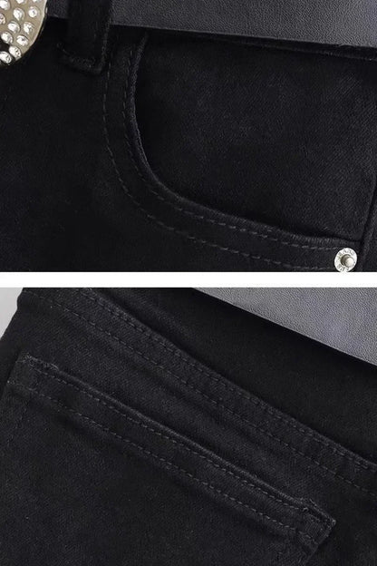 Summer Black Hot Shorts for Women Sexy Low Rise Y2K Gothic Tight Denim Short Pants Female Harajuku Streetwear Grunge Mini Shorts