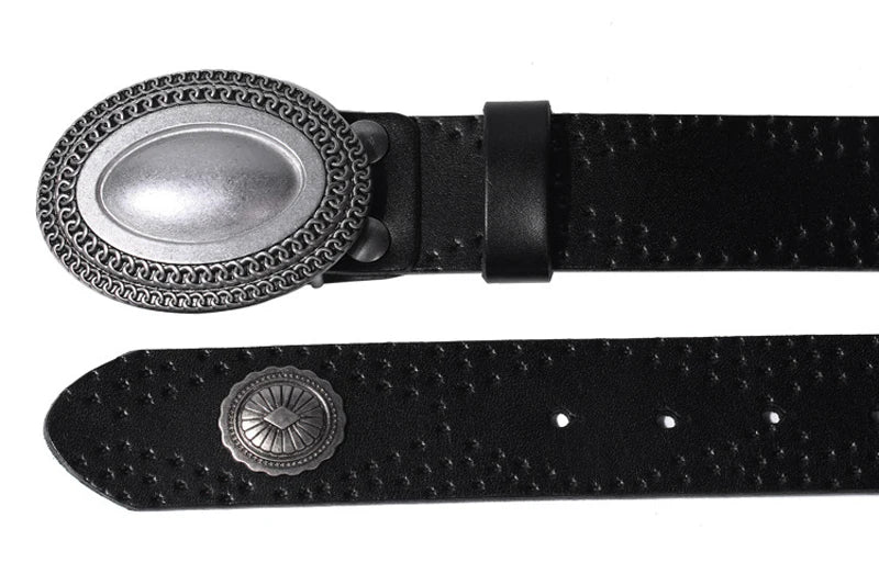 3.8CM Heavy Metal Rivet Men Real Genuine Leather Belt Men Smooth Buckle Stud Punk Jeans Belts For Jeans Strap Rock Cowboy