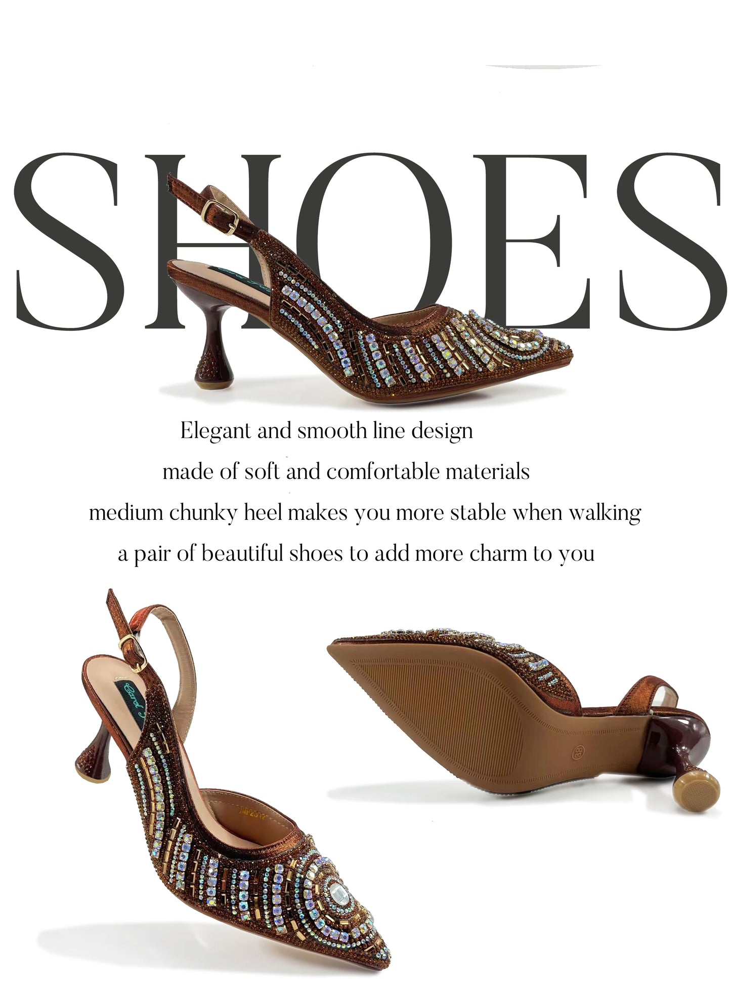 High-end Matching Women's Shoes with Diamond Hard Box Bag Popular in Nigeria Party Women's High Heels