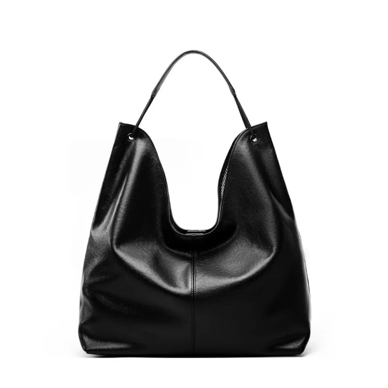New Women's Large Capacity Genuine Leather Handbag Fashion Single Shoulder Underarm Bag for Ladies Commuting Stylish Girls Bag