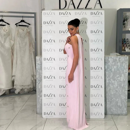 Customized Pink Glitter Long Silk Scarves Strapless robes de soirée Sleeveless Party Dresses Floor-Length Prom Dress 2025