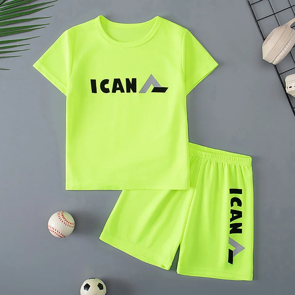 2/5-piece Set 2026 Summer Children's Multi-color Quick Drying Casual Suit Boys And Girls Versatile Short Sleeved Sports Shorts