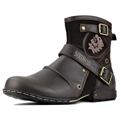 New Round Toe European and American Retro Men's Leather Boots Men's Shoes Men's Boots Plus Size 2023