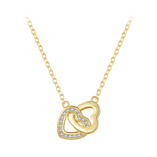 925 Sterling Silver Connected Heart Pendant Necklace for Girlfriend Valentine's Day Gift Fine Jewelry SCN181