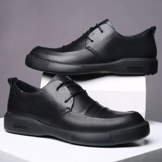 Social Shoe Male Spring Autumn Men's Formal Shoes Casual Business Cowhide 2025 Trend Black Official Cheap Clearance Footwear New