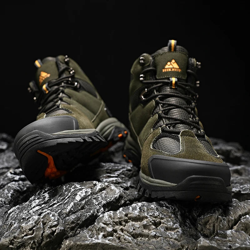 High-Top Men Hiking Boot Winter Outdoor Shoes Lace-Up Non-slip Outdoor Sports Casual Trekking Boots Man Waterproof Suede