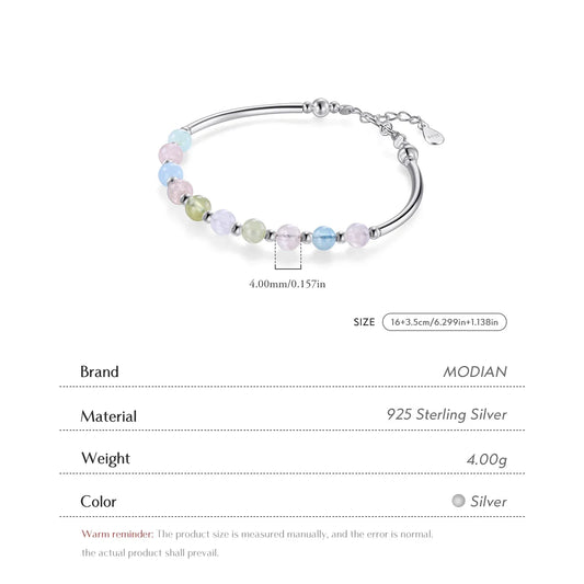 Bracelet en Argent Sterling 925 Perles Colorées Breloques en Cristal, Nouveau Bracelet de Luxe Tendance avec Chaîne pour Femme, Bijou de Fête