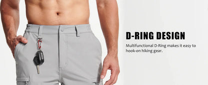 Summer Moisture Wicking Casual Shorts Mens Cargo Work Shorts Running Jogging Sports Bottoms Nylon Rip-Stop Short Pants