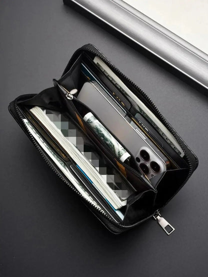 New Hot Casual Pu Zipper Long Wallet Business Large Capacity Multifunction Minimalist Long Wallet Rfid Blocking wallet for Men