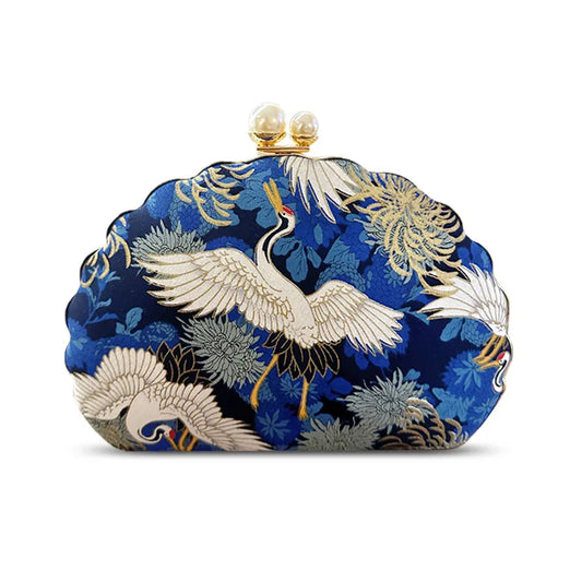 2023 Embroidery Women Evening Bag Wedding Shell Shaped Shoulder Handbags Mini Dinner Clutch Purse Pearl Hasp Purse Drop Shipping