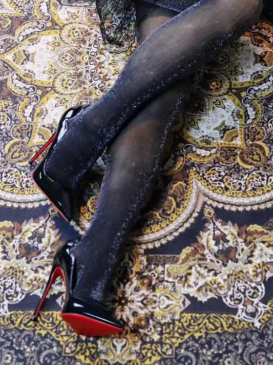 2025 New 12cm Black Extra Thin Heels  High Heels Super Shallow Mouth Women's Large Professional Single Shoes34-46