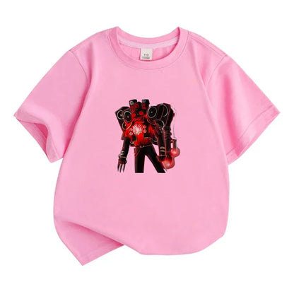 Skibidi Toilet Children T-shirt+bottom wear Age 3-12 Girls boy Set black 2pcs Kids Set Print Summer Anime Toilet Monitor Tshirt
