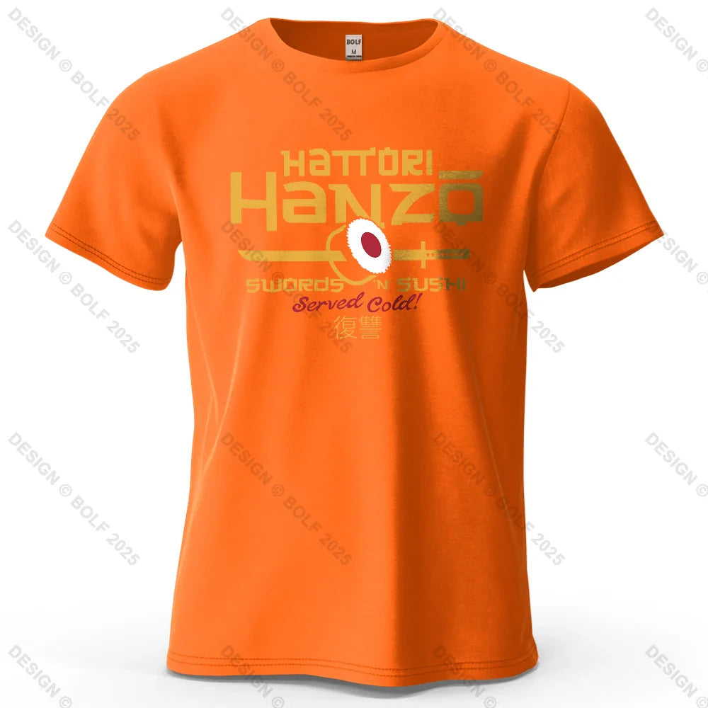 Hattori Hanzo Printed Men's T-Shirt 100% Cotton Oversized Anime Fashion Graphic Tees for Women Tops Streetwear Cultural Apparel