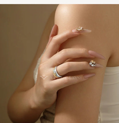 May New Two-Tone Wave Rings for Women Men S925 Silver Interlocking Moissanite Ring Trendy Statement Party Jewelry Gifts