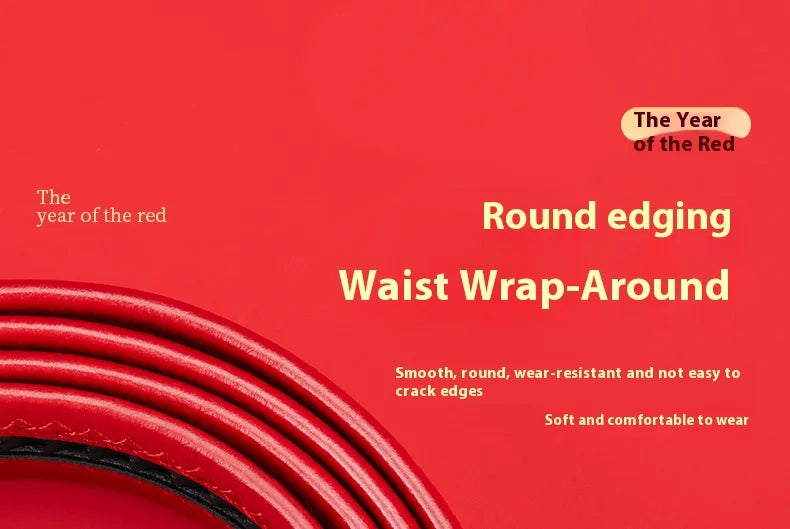 Men belt red leather belt automatic buckle adjustable belt in Europe and the United States personality trend pants belt