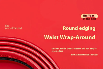 Men belt red leather belt automatic buckle adjustable belt in Europe and the United States personality trend pants belt