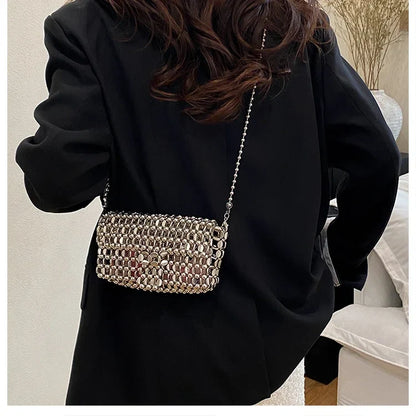 PU Sense of Luxury Solid Color Evening Bags Hollow Out Temperament 2025 Hot Sale Ladies Bags Versatile Fashion Shoulder Bags
