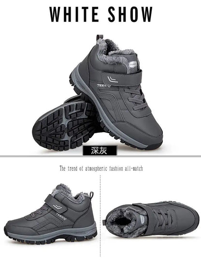 Winter Men Boots PU Leather Snow Boots Man Plush Warm Causal Shoe Waterproof Men Boots High Quality Male Sneakers Ankle Boots