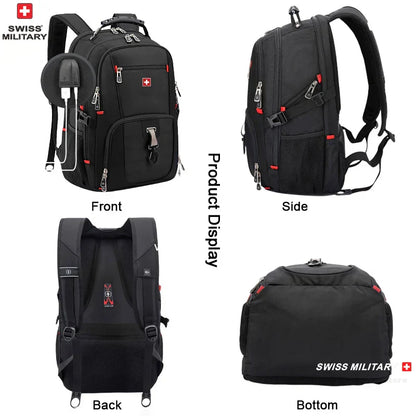 Laptop Backpack Waterproof USB Charge Port Swiss-style Multifunctional Rucksack Schoolbag Mochila Hiking Travel bag