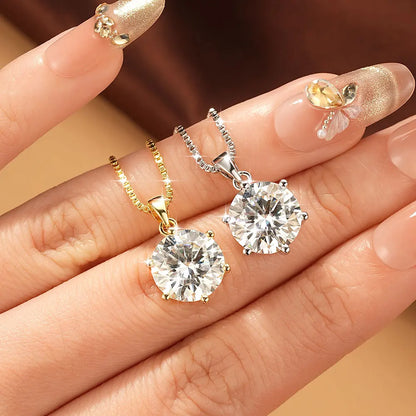 Pass Diamond Test 1.0ct–5ct Moissanite Necklace Sparkling Solitaire Pendant Necklaces for Women Wedding Party Jewelry Gift
