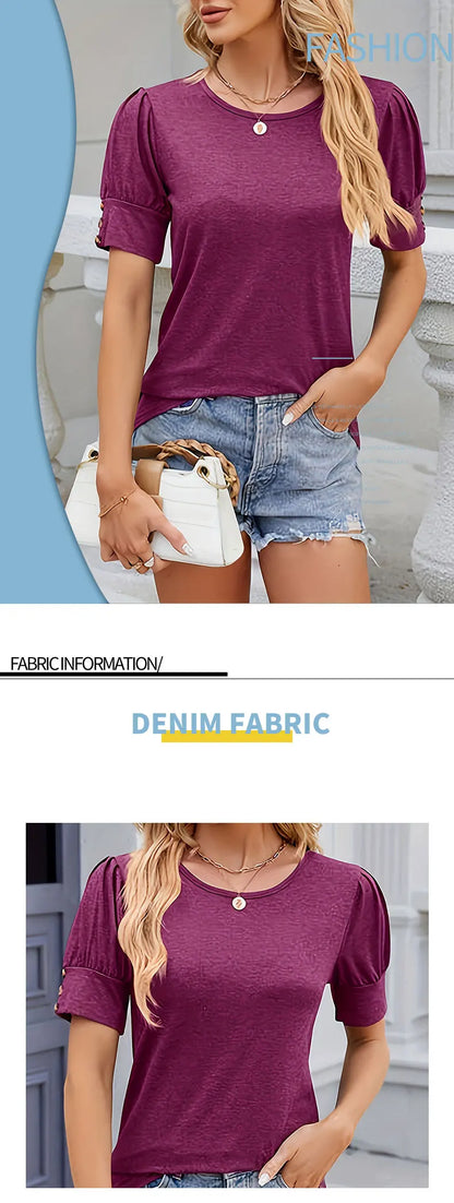 Women Large Knitted Casual T shirt Comfortable Loose Fit round Neck Short Sleeve Tees for plus Size Ladies