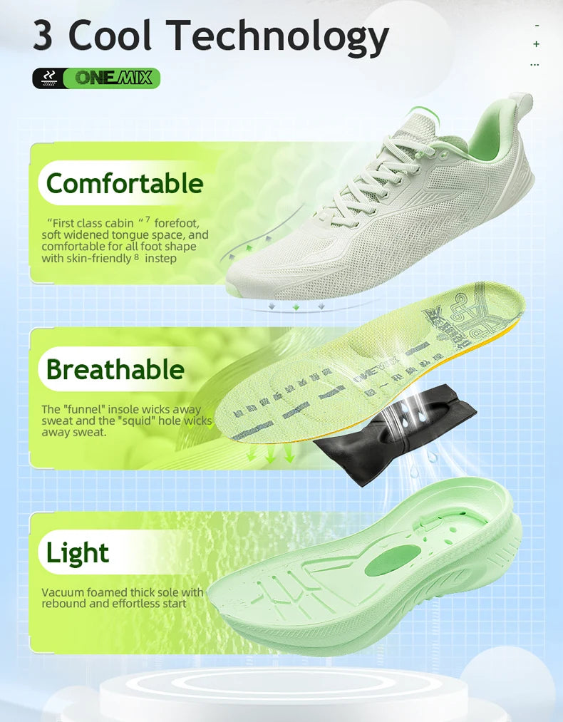 23613 Men Women Summer Lightweight Breathable Running Shoes Shock Absorb Thick Sole High Rebound Wearproof Sports Sneaker