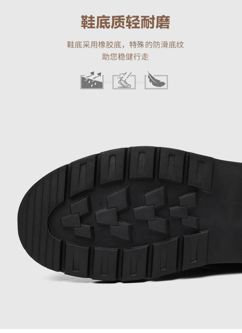 Mens Black Leather Lace Up Mid Top Boots Winter Warm Formal Business Office Wedding Shoes Black Work Boots Fashionable Dad Shoes