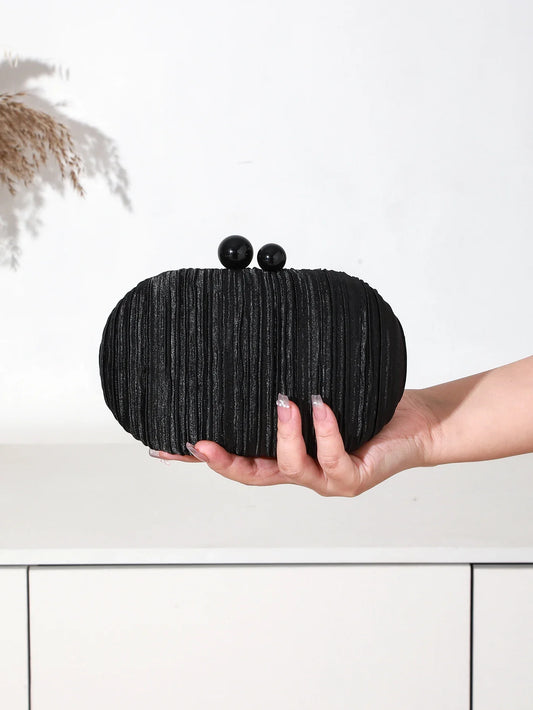 Elegant Satin Pleated Handbag 2025 New Niche Design Bridal Princess Ladies' Evening Bag Ceremony Cloth Round Purses and Clutches