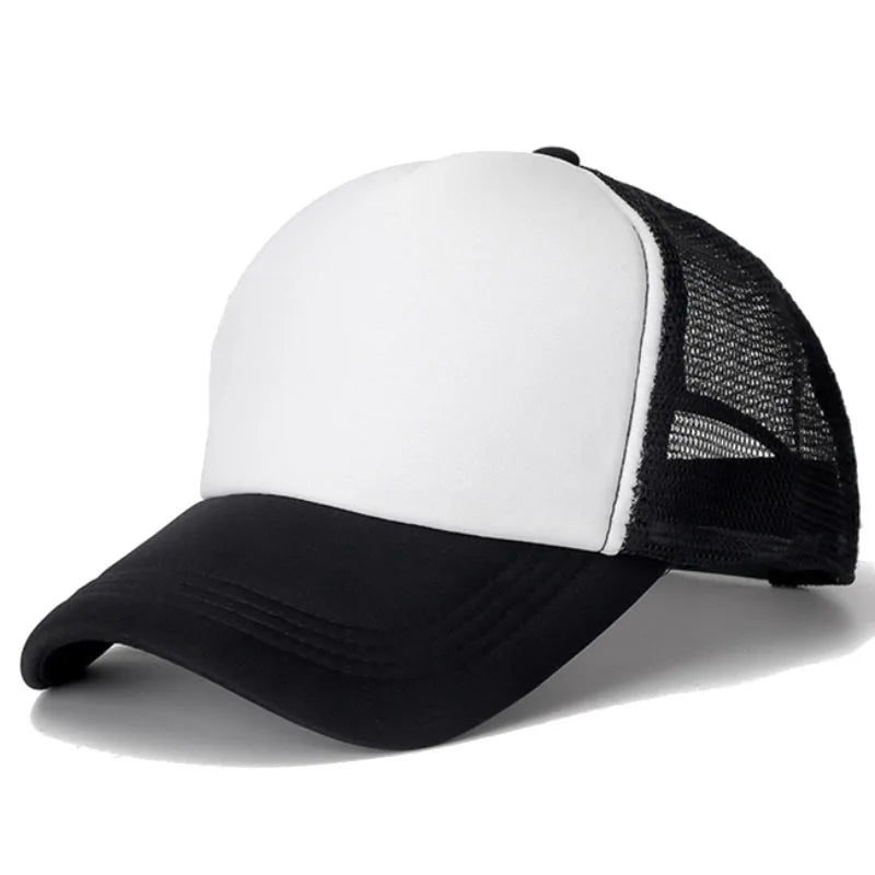 Mesh Baseball Cap Adjustable Snapback Hats For Women Men Unisex Hip Hop Trucker Cap Dad Hat Sponge Soft Breathable Black